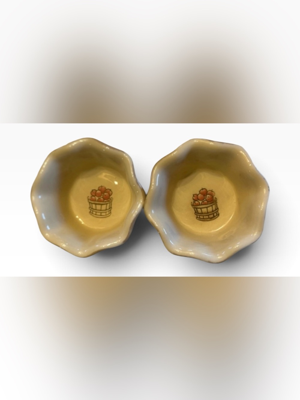 World Market Apple Basket Ramekins Set of 2 Farmhouse Stoneware